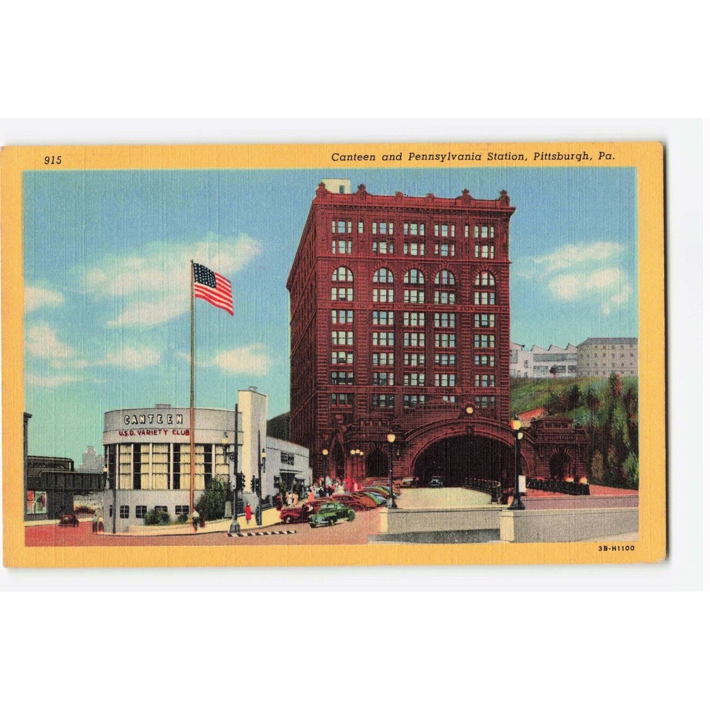 Vintage Canteen and Pennsylvania Station Pittsburgh PA Linen Postcard 915